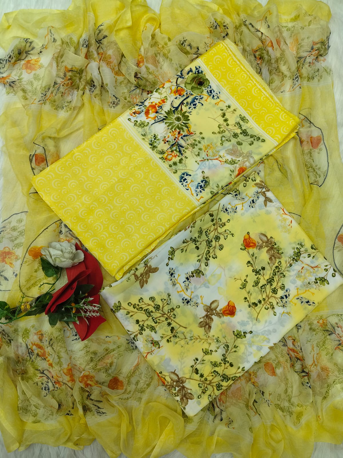 Indian Risika Silk Unstitch Three Piece - Image 4